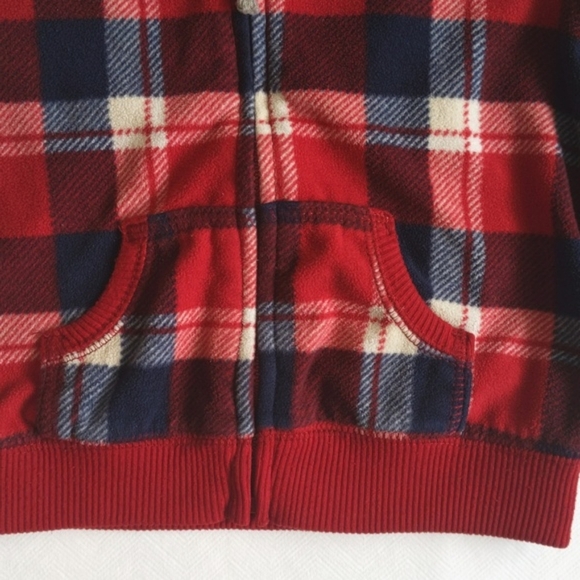 carter's plaid fleece zip-up hoodie sweatshirt 24 months baby unisex - Picture 4 of 7